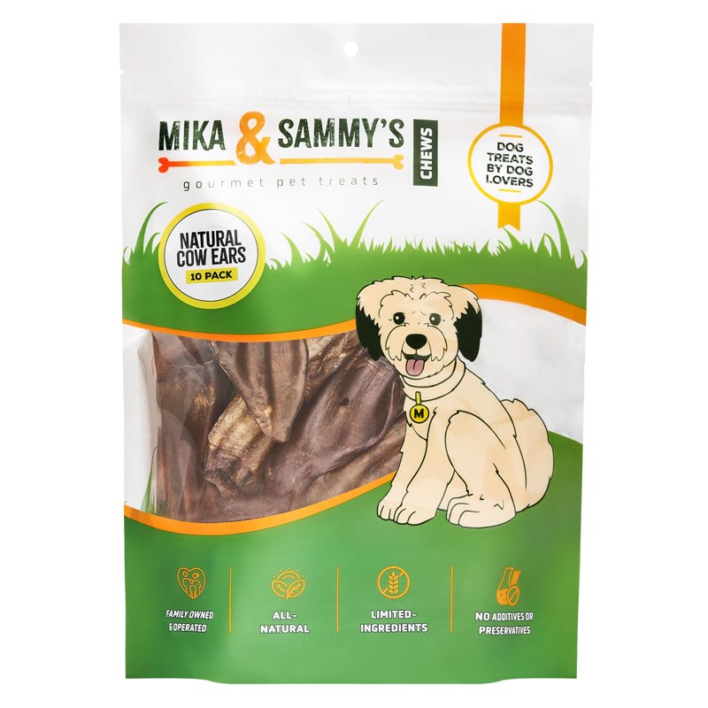 Dog Treats - Pig Ears, Natural Chews for Pups (10 Pack, Cow Ears)