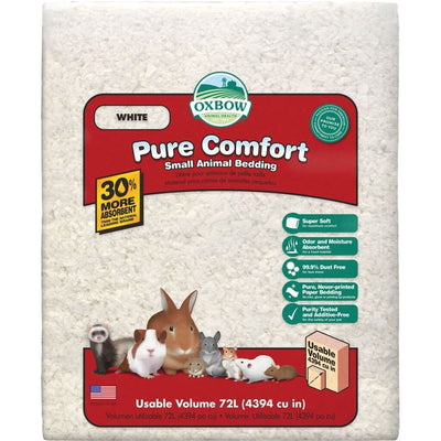 Oxbow Pure Comfort Small Animal Bedding - Odor & Moisture Absorbent, Dust-Free Bedding for Small Animals, White, 72 Liter Bag