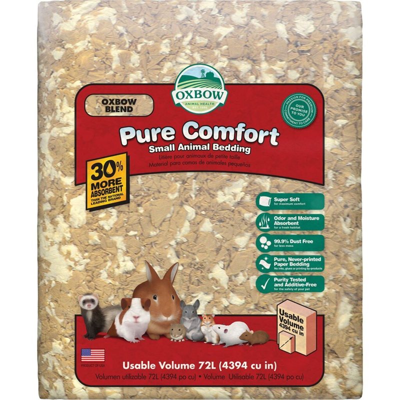 Oxbow Pure Comfort Small Animal Bedding - Odor & Moisture Absorbent, Dust-Free Bedding for Small Animals, Blend, 72 Liter Bag