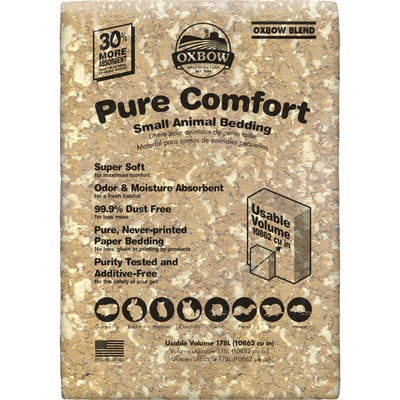 Oxbow Pure Comfort Small Animal Bedding - Odor & Moisture Absorbent, Dust-Free Bedding for Small Animals - Blend, 178 Liter Bag