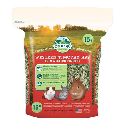 Oxbow Animal Health Western Timothy Hay - All Natural Hay for Rabbits, Guinea Pigs, Chinchillas, Hamsters & Gerbils - 90 oz.