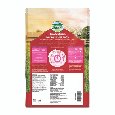 Oxbow Essentials Young Rabbit Food - All Natural Rabbit Pellets- High Energy & Calcium- Made in the USA - All Natural Vitamins & Minerals- Veterinarian Recommended- 5 lb.