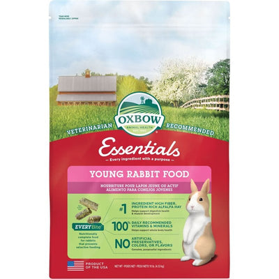 Oxbow Essentials Young Rabbit Food - All Natural Rabbit Pellets- High Energy & Calcium for Young Rabbits- Made in the USA - All Natural Vitamins & Minerals- Veterinarian Recommended- 10 lb.