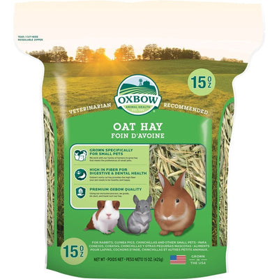 Oxbow Animal Health Oat Hay - All Natural Hay for Rabbits, Guinea Pigs, Chinchillas, Hamsters & Gerbils - 15 oz.