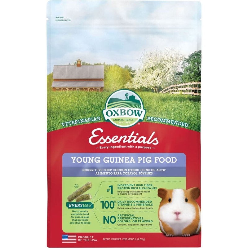 Oxbow Essentials Young Guinea Pig Food - All Natural Guinea Pig Pellets - 5 lb.