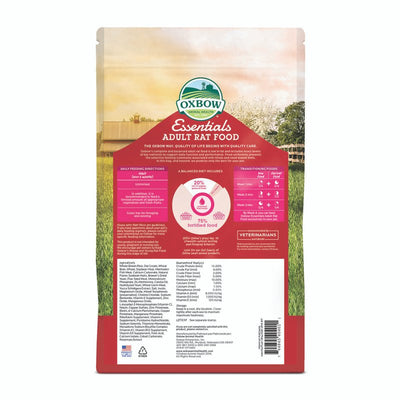 Oxbow Essentials Adult Rat Food - All Natural Adult Rat Food - Veterinarian Recommended- Made in the USA- Rich in Natural Vitamins & Minerals- No Artificial Ingredients- 3 lb.