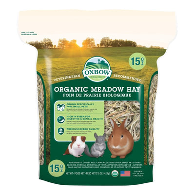 Oxbow Animal Health Organic Meadow Hay, For Rabbits, Guinea Pigs, And Small Pets, Grown In The USA, Farm Fresh, 15 Ounce