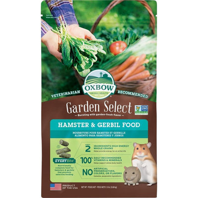 Oxbow Animal Health Garden Select Hamster And Gerbil Food, Garden-Inspired Recipe for Hamsters And Gerbils, Non-GMO, Made In The USA, 1.5 Pound Bag