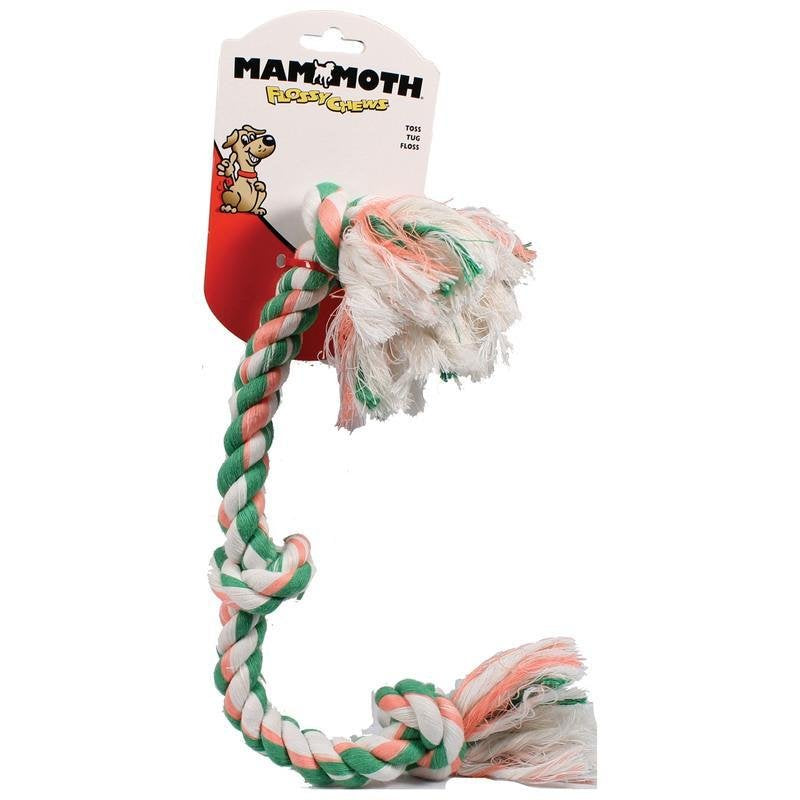 Mammoth Flossy Chews Rope Tug - Premium Cotton-Poly Tug Toy for Dogs - Interactive Rope Toy (Colors May Vary)