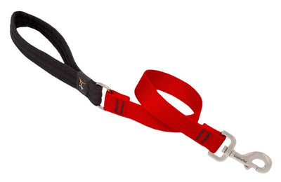 Traffic Leash by Lupine in 1" Wide Red 2-Foot Long with Padded Handle