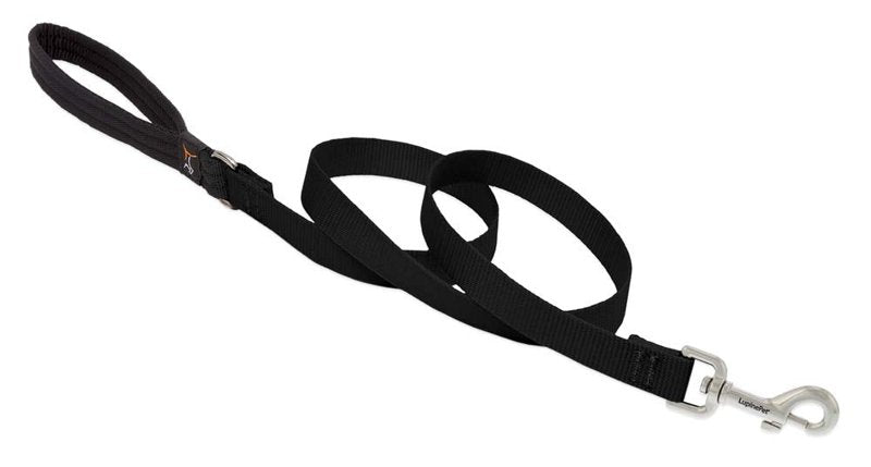 Dog Leash by Lupine in 3/4" Wide Black 4-Foot Long with Padded Handle