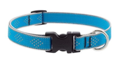 Lupine Reflective Dog Collar 3/4" Wide Blue Diamond Adjusts from 13" to 22"