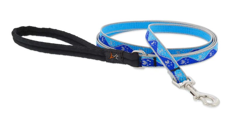 Lupine Reflective Dog Leash 6-Foot by 1/2" Wide Blue Paws