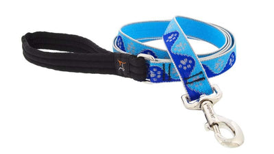 Lupine Reflective Dog Leash 6-Foot by 1" Wide Blue Paws