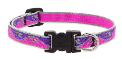 Lupine Reflective Small Dog Collar 1/2" Wide Pink Paws Adjusts from 8" to 12"