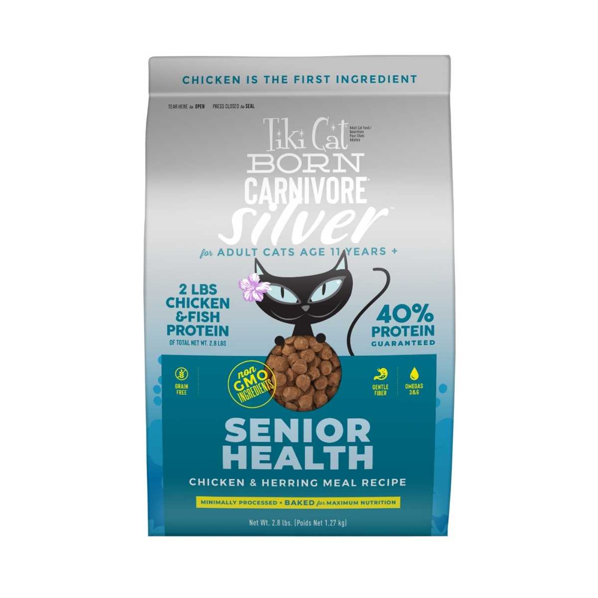 Tiki Pet Silver Senior Health Chicken & Herring Meal non-GMO- 2.8 lb Bag