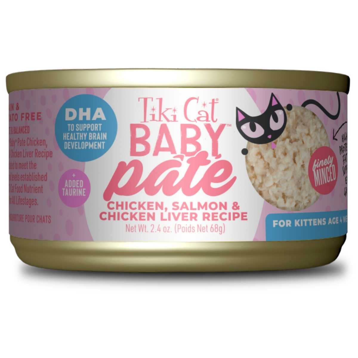 Tiki Pet Baby Chicken, Salmon & Chicken Liver Shreds & Mousse- 3/1.9 oz Cans