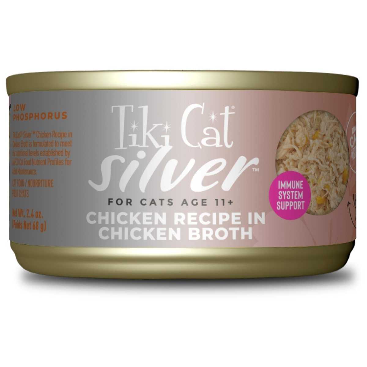 Tiki Pet Silver Chicken Recipe in Chicken Broth- 12/2.4 oz Cans