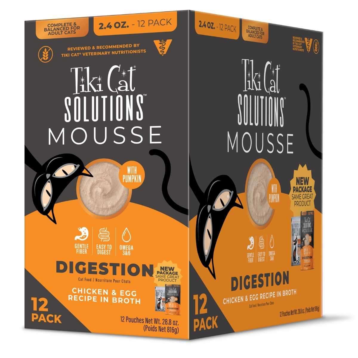 Tiki Pet Solutions Mousse Digestion Chicken & Egg MultiPack- 12/2.4 oz Pouches