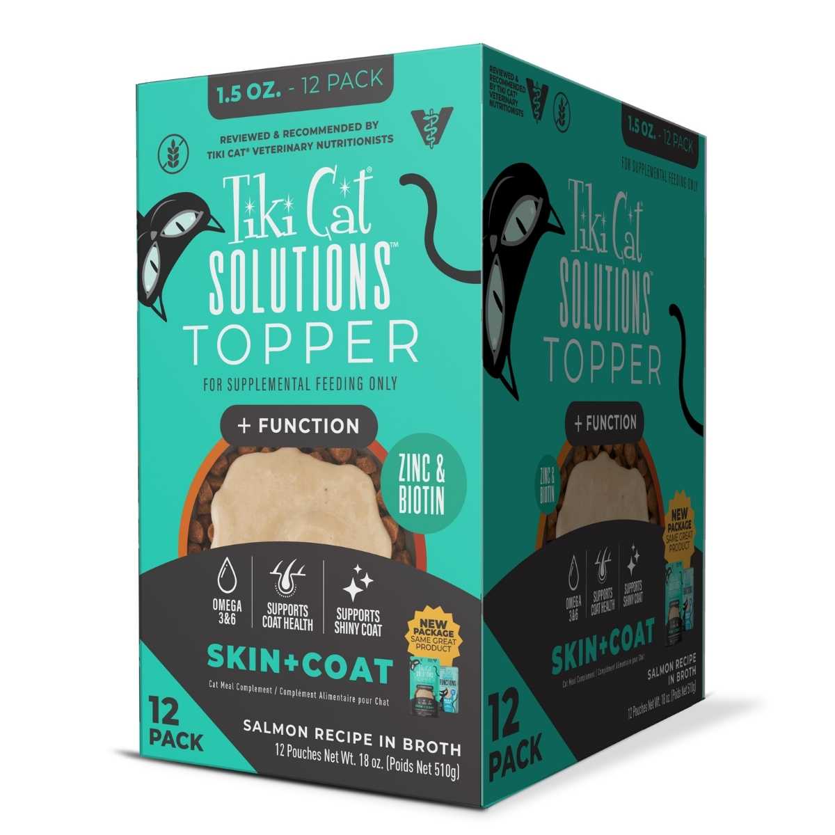 Tiki Pet Solutions Topper Multipack Skin & Coat Salmon Recipe- 12/1.5 oz Pouches