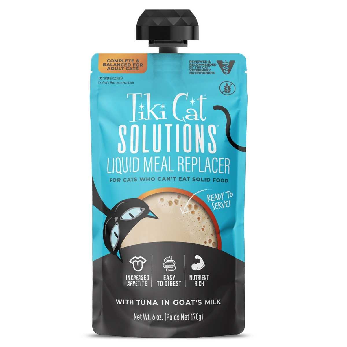 Tiki Pet Solutions Liquid Meal Replacer, Tuna & Goat Milk- 6/6 oz Pouches