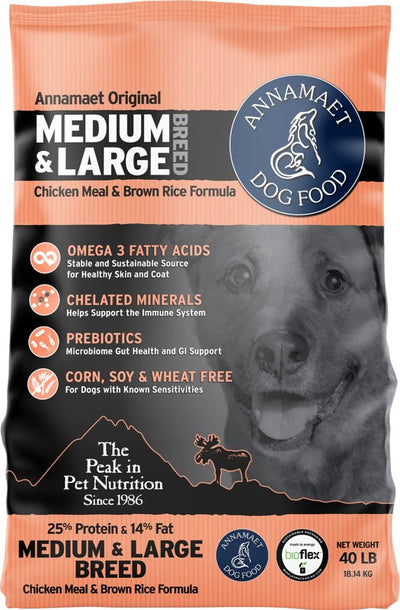 Annamaet Original Encore Formula Dry Dog Food, 25% Protein (Chicken & Brown Rice), 40-lb Bag