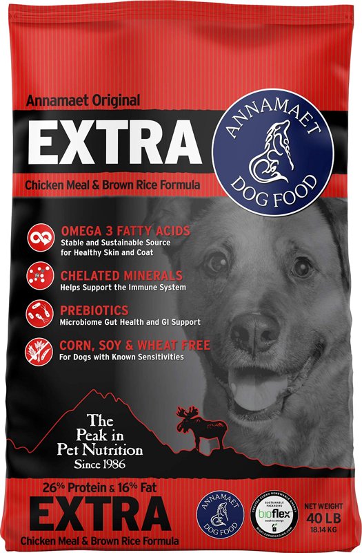 Annamaet Original Extra Formula Dry Dog Food, 26% Protein (Chicken & Brown Rice), 40-lb bag