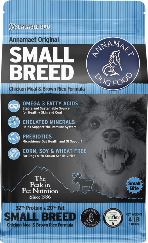 Annamaet Original Small Breed Formula Dry Dog Food, (Chicken & Brown Rice), 4-lb Bag