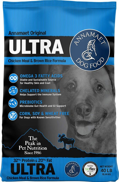 Annamaet Original Ultra Formula Dry Dog Food, 32% Protein (Chicken & Brown Rice), 40-lb bag