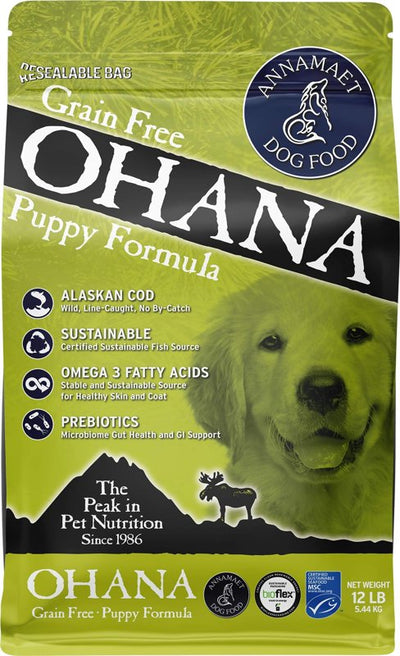 Annamaet Grain-Free Ohana Puppy Formula Dry Dog Food, (Line-Caught Cod & Whitefish), 12-lb Bag