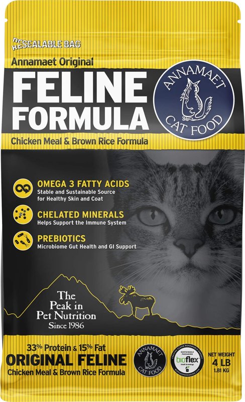 Annamaet Original Feline Formula Dry Cat Food, (Chicken & Brown Rice), 4-lb Bag