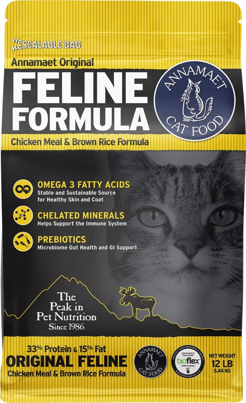 Annamaet Original Feline Formula Dry Cat Food, (Chicken & Brown Rice), 12-lb Bag