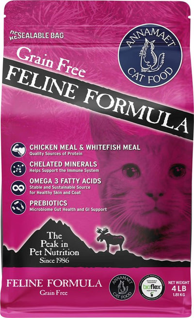 Annamaet Grain-Free Feline Formula Dry Cat Food, (Chicken & Fish), 4-lb bag