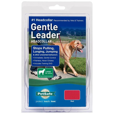 PetSafe Gentle Leader No-Pull Dog Headcollar - The Ultimate Solution to Pulling - Redirects Your Dog's Pulling for Easier Walks - Helps You Regain Control - Large, Red