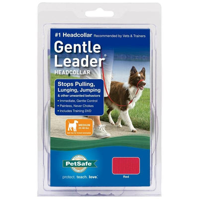 PetSafe Gentle Leader No-Pull Dog Headcollar - The Ultimate Solution to Pulling - Redirects Your Dog's Pulling for Easier Walks - Helps You Regain Control - Medium, Red