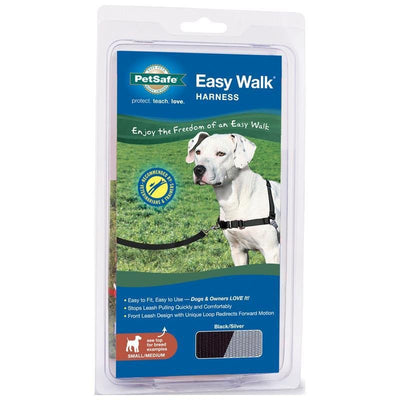 PetSafe Easy Walk No-Pull Dog Harness - The Ultimate Harness to Help Stop Pulling - Take Control & Teach Better Leash Manners - Helps Prevent Pets Pulling on Walks, Small/Medium, Black/Silver