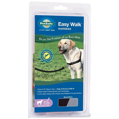 PetSafe Easy Walk No-Pull Dog Harness - The Ultimate Harness to Help Stop Pulling - Take Control & Teach Better Leash Manners - Helps Prevent Pets Pulling on Walks, Medium/Large, Black/Silver