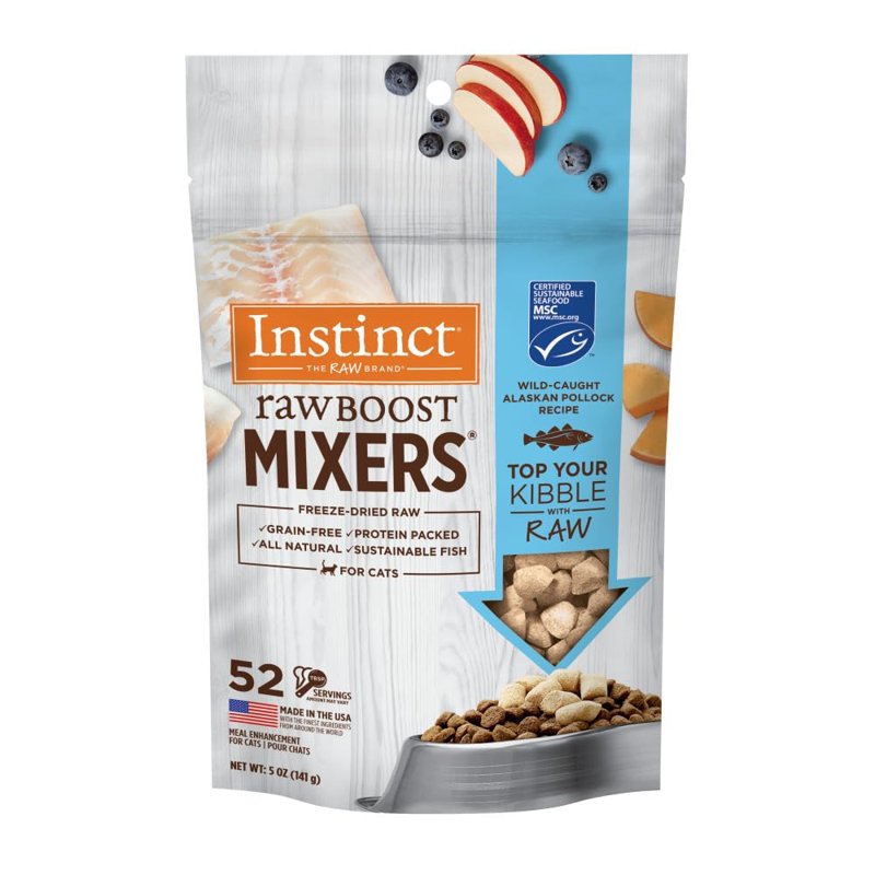 Instinct Raw Boost Mixers Freeze Dried Cat Food Toppers for Dry Food, Grain Free Cat Food Toppers - Pollock Recipe for Cats, 5 oz