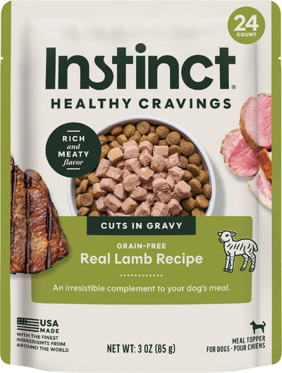 Instinct Healthy Cravings Real Lamb Recipe in Savory Gravy Grain-Free Wet Dog Food Topper, 3 oz Pouch