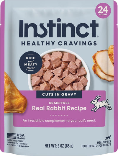 Instinct Healthy Cravings Real Rabbit Recipe in Savory Gravy Grain-Free Wet Cat Food Topper, 3 oz Pouch