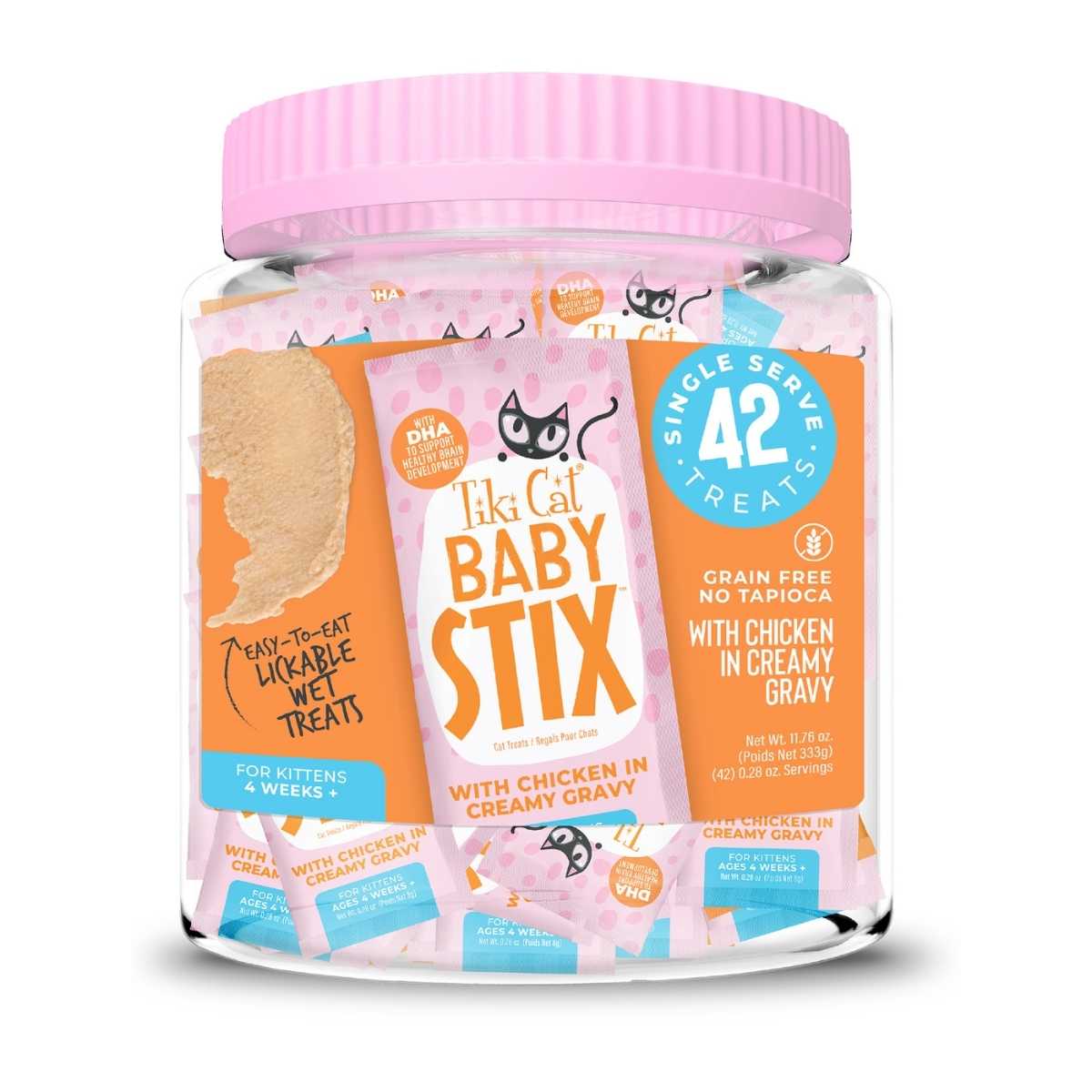 Tiki Pet Baby Stix Wet Cat Treats, Jar, 11.76 oz. (42 count)