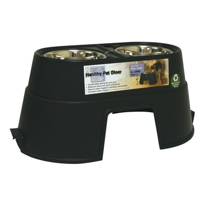 OurPets Comfort Diner Elevated Dog Food Dish (Bowls Available in 4 inches, 8 inches and 12 inches for Large , Medium and Small Dogs), Black, 12-inch