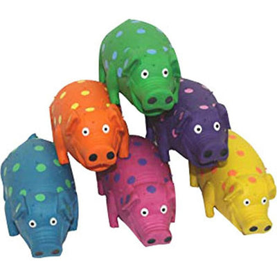 Multipet's 9-Inch Latex Polka Dot Globlet Pig Dog Toy, Assorted Colors