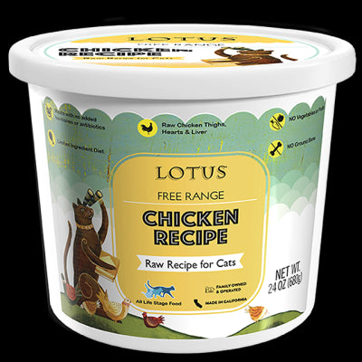 Lotus, Free Range Chicken Raw Frozen Cat Food, 24 Ounce