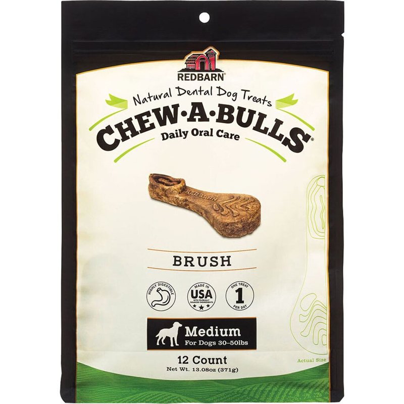 Redbarn Chew-A-Bulls (Size: Medium | Shape: Brush | 12-Count (Pack of 1))