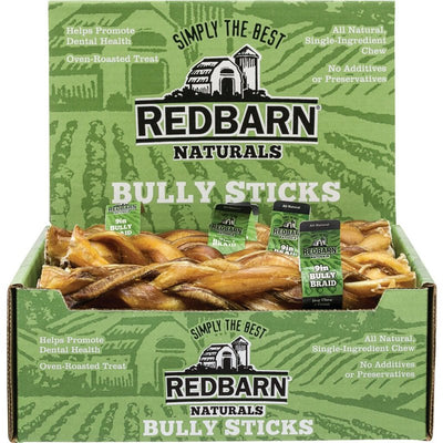 Redbarn 9" Braided Bully Sticks for Dogs. Natural, Grain-Free, Highly Palatable, Long-Lasting Dental Chews Sourced from Free-Range, Grass-Fed Cattle (1 Stick)