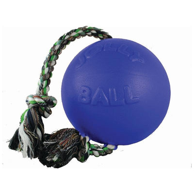 Jolly Pets Romp-n-Roll Rope and Ball Dog Toy, 6 Inches/Medium, Blue