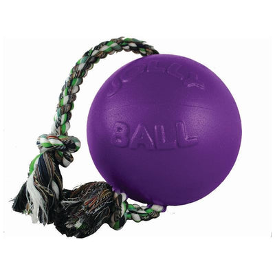 Jolly Pets Romp-n-Roll Rope and Ball Dog Toy, 4.5 Inches/Small, Purple, 4.5-Inch Romp-n-Roll, Purple