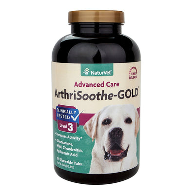 NaturVet Advanced Care ArthriSoothe-GOLD Level 3 Joint Supplement Chewable Tablets for Dogs & Cats, 90 ct