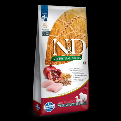 Farmina Natural And Delicious Ancestral Low-Grain Formula Dry Dog Food, 26.5-Pound, Lamb